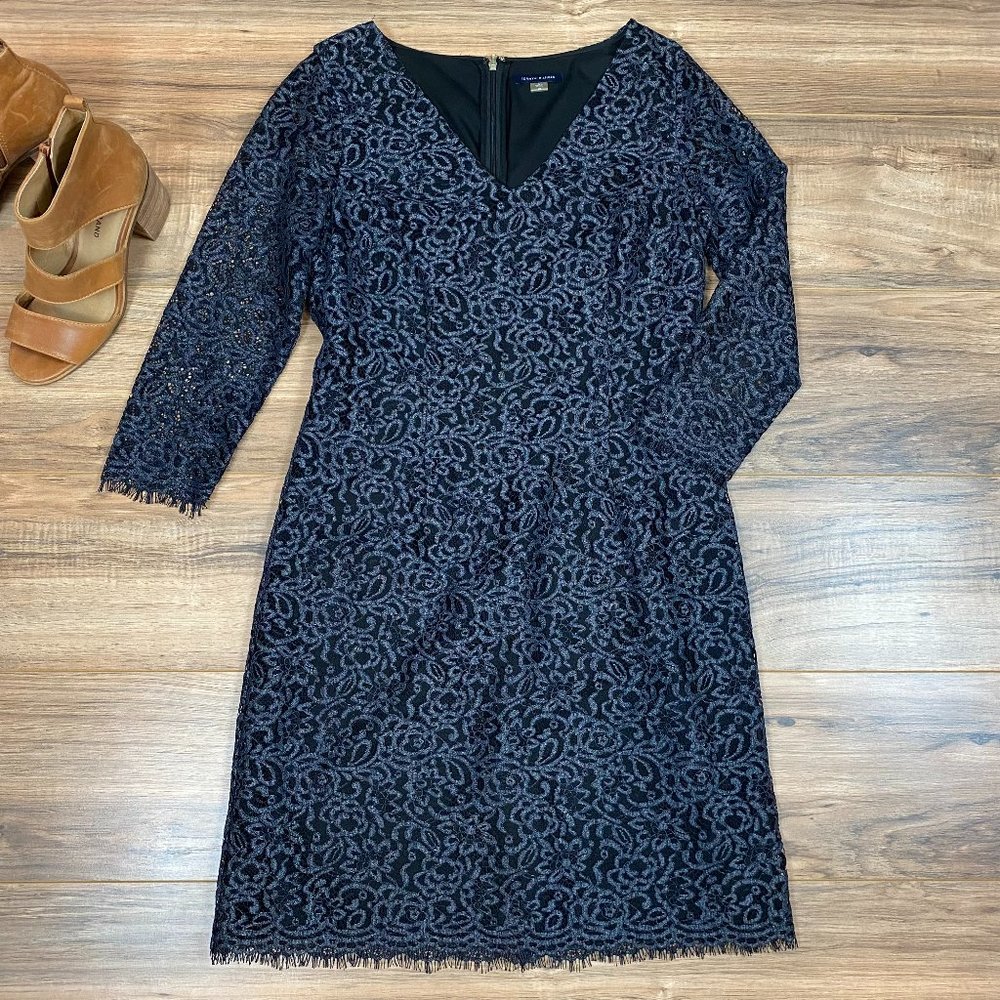 Tommy‎ Hilfiger Navy Lace 3/4 Sleeve Cocktail Dress Women's 10